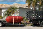 gas tank being delivered on trailer