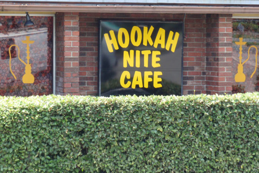 hookah nite cafe window sign