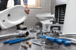 installing toilet and plumbing tools